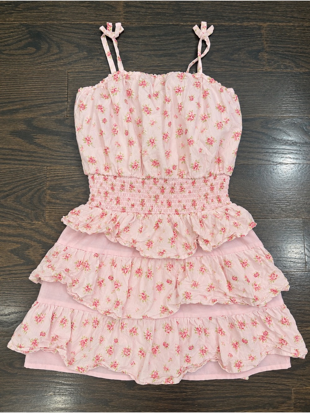 The Children’s Place Girls Pink Floral Tiered Sundress with Smocked Waist